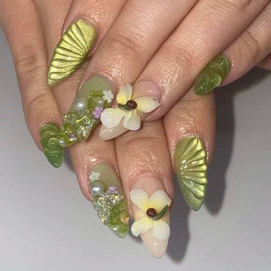3D Flower Press-On Nails | Japanese Nail Art